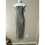ZARA  Limited Edition Silver Metallic Mesh Strapless MIDI Bodycon Dress Size S Photo 1
