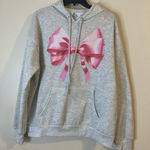 Gray Hoodie with Pink Bow Design and front pocket size medium Photo 0