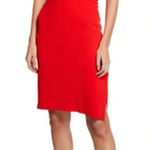 Halston Heritage Sleeveless Crepe Dress With Side Strips In Red Size 0 Photo 0