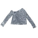 NWT Missguided Silver Sequin One Shoulder Deep Cuff Top Long Sleeve US 4 NYE Photo 3