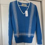 Tory Burch Tory Sport Lightweight cotton cashmere v neck sweater blue nwt s/p Photo 0