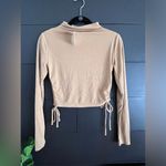 Forever 21  High Neck Ribbed Ruched Side Ties Long Sleeve Top Womens Sz S NWT Photo 2