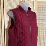 J.Jill Burgundy Red Zip Front Heavy Quilted Puffer Vest Button Pockets Medium Photo 1