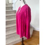 Free People  Hot Pink Floral Print Blouson Sleeve Oversize Long Sleeve Blouse Photo 3