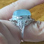 Natural Aquamarine Cocktail Ring Size 6 Silver Photo 2