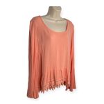 Blu Pepper Coral Boho Long Sleeve Round Neck Embroidered Hem Top Size M Photo 2