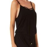 California Waves  Womens Tie-Waist Swim Cover Up Romper Strappy Black XS Photo 1