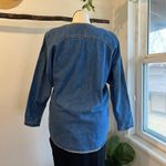 Vintage Denim Cotton Zip Up Sports Football Embroidered Jean Shirt Size Large Blue Photo 2