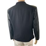 Black Rainn Womens Blazer Suit Jacket Faux Leather Black Hook Closure Medium Photo 4