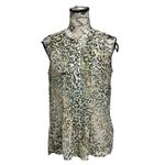Liz Claiborne  Green Animal Print Chiffon Pintuck Blouse MP Sheer Y2K Retro Boho Photo 1