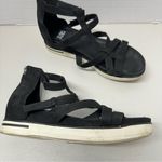 Eileen Fisher  Black Suede Leather Strappy Sandals Womens 8 Flats Comfort Shoes Photo 0