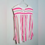 Lemlem White Neon Pink Striped Handwoven Caftan Dress Photo 3