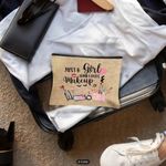 Makeup Lover's Burlap Cosmetic Bag Tan Photo 1