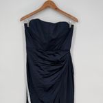 After Six Strapless Topstitched Corset Satin Maxi Dress With Draped Skirt Size 8 Photo 3