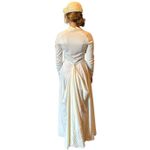 Vintage Ivory Wrap Gown w/ Rosette Detail ILGWU USA and hat wedding Dress XS Photo 5