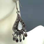 Sterling Silver Vintage  Mother of Pearl Chandalier Earrings Photo 1