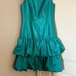 ABS Allen Schwartz ABS by Allen Schwartz Teal Taffeta Bubble Hem Party Dress Size 6 USA Made Retro Photo 3