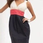 BCBGMAXAZRIA NWT  Cream Pink & Navy Blue A-Line Dress Colorblocked Cocktail Sz 8 Photo 0