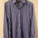 Banana Republic Blue and White Dress Shirt with Stripes Photo 0