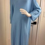 Ming Wang  Blue Textured Split Sleeve Grommet Hem Shift Dress Size Large. A32 Photo 1