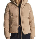 Reiss  Thea Hooded Short Puffer Down Feather Winter Jacket in Tan Size XS Photo 0