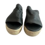 Vince  Black Leather Slide Sandals Jute Platform Classic Comfy Size 6.5 Women's Photo 4