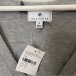 Socialite  Top Long Sleeve Fleece Soft Star Print Gray Casual V-Neck Cozy Neutral Photo 6