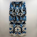 ZARA Blue Black White Graphic Floral Wide Leg Trousers Women’s XL High Rise Photo 2