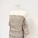 Alamour The Label Jules Floral‎ Off the Shoulder Ruffle Dress Cottage Size Large Blue Photo 3