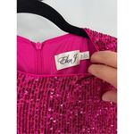 Eliza J NWT  Sequin Lined LS Mini Dress Magenta Pink Size 4 Cocktail Sparkle Glam Photo 5