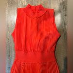 Nanette Lepore  Pleated Sleeveless Dress Size 12 In Crimson Ruby Red Photo 2