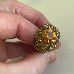 Kenneth Jay Lane Smoky Gray Metal & Amber Rhinestone Ring sz 7/7.5 Orange Photo 2