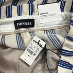 EXPRESS  Cream with Blue Stripe Paperbag Ankle Pants, 4, NWT Photo 6