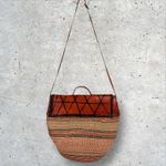 Handmade 70s VINTAGE BUCKET BAG Woven Sisal Leather African Kiondo Boho Hippie‎ Ethnic Photo 3