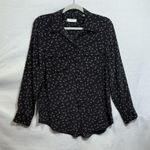 Equipment  Femme Black Moon Pattern Long Sleeve Button Up Blouse Top Women's M Photo 0