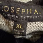 Joseph  A. Geometric Knit Poncho Turtle Neck Sweater in Black, Gray, and Cream Photo 2