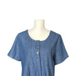 Country Store Midi Dress Mumu Embroidered Denim Size Medium Blue Floral Cottage Photo 2