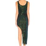Revolve h:ours NWT  Zafiro Sequin Green Iridescent Asymmetric Hem Midi Dress Photo 4