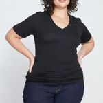 Universal Standard Teal Blue Foundation Ribbed V Neck Tee Photo 0