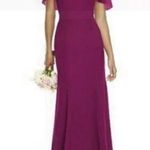Social Bridesmaids Merlot Matte Chiffon Evening Dress Photo 3