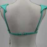 Trina Turk New Key Solids Ruffle Flutter Bikini Top Aqua Blue Size 4 TT8BF83 Photo 1