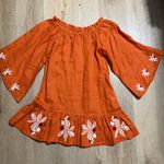 JUAN DE DIOS‎ Mexico Lindo Linen Mini Dress Embroidered SIZE XS Terracotta Orange Photo 8