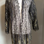 Victoria's Secret  Black Gold Lace Robe‎ 90's Glam Whimsi Goth Small Photo 0