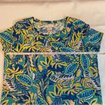 Stella Parker Women’s Size L Chest Pocket T Shirt Cotton Dress Tropical Teal Blue Size L Photo 5