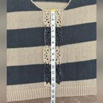 O'Neill Sweater Womens Size L Blue Cream Stripe Crochet Y2K Beachy Coastal Boho Photo 11