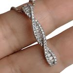 Sterling Silver 925  Twisted Pendant CZ Necklace Photo 0