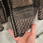 Chico's Awesome black tan gold metallic chain bling bling chunky cardigan sweater Photo 7