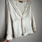 Theory  Cream Twist Blouse in Satin Size 6 Photo 7