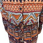 Entro NEW  Women's Ikat Geometric Print Draw String Shirt Dress Boho Colorful S Photo 2