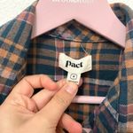 Pact Fireside Flannel Button Front Shirt Navy/Yellow Plaid Women’s Size M Blue Size M Photo 2